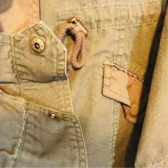 American Rag Women’s Medium Olive Green Hooded Utility Jacket adjustable waist - Picture 6 of 16